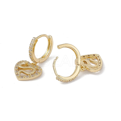Clear Cubic Zirconia Heart with Snake Dangle Hoop Earrings KK-E068-VA089-2-1-1