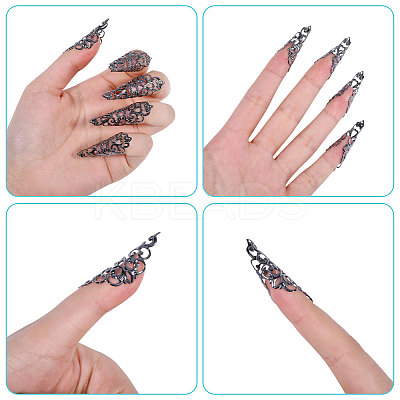 10Pcs Hollow Out Iron Fingers Nail Covers MRMJ-GL0001-20B-1