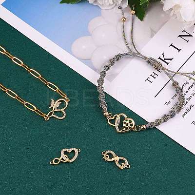 4Pcs 4 Style Brass Micro Pave Clear Cubic Zirconia Links Connectors ZIRC-SZ0002-24-1