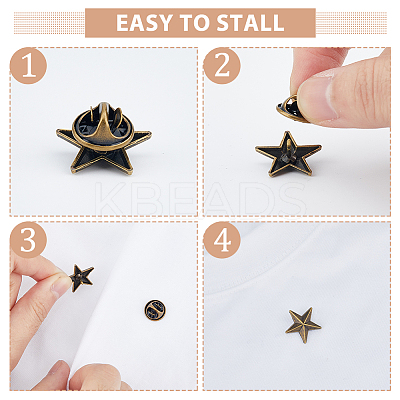 24Pcs Alloy Star Lapel Pin Brooches JEWB-FH0001-37AB-1