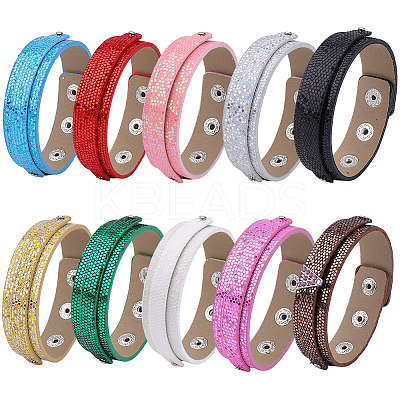 10Pcs 10 Colors PU Leather Cord Bracelets BJEW-CL0001-26-1