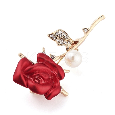 Valentine's Day Rose Zinc Alloy Crystal Rhinestone Brooches LS-JEWB-I031-02B-1