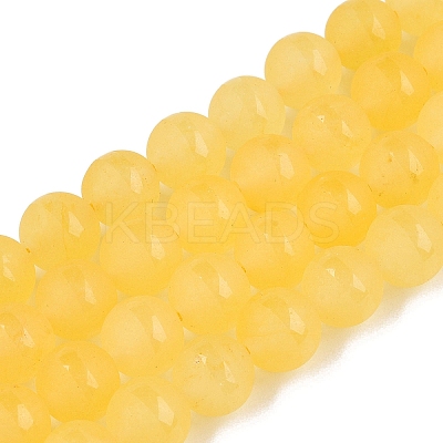 Frosted Natural White Jade Beads Strands G-T138-8mm-209J-1