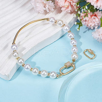 2Pcs 2 Colors 925 Sterling Silver Rhinestone Screw Carabiner Lock Charms STER-GA0001-17G-1