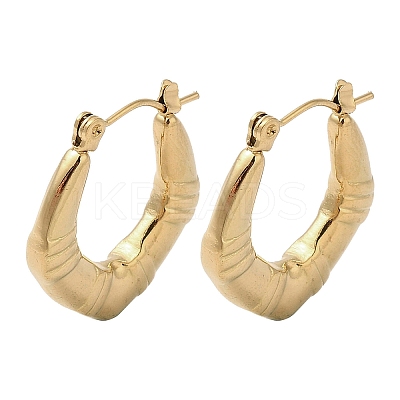Rhombus 201 Stainless Steel Half Hoop Earrings for Women EJEW-G385-37G-1