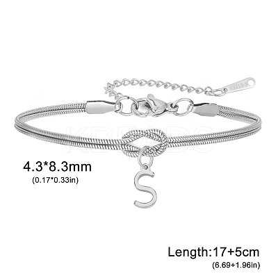 304 Stainless Steel Initial Charm Bracelets FS-WGD8E41-43-1
