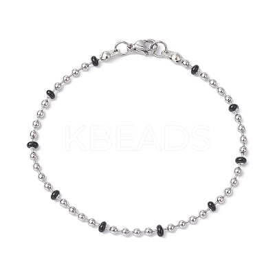 304 Stainless Steel Enamel Ball Chains Bracelets for Women BJEW-JB09866-1