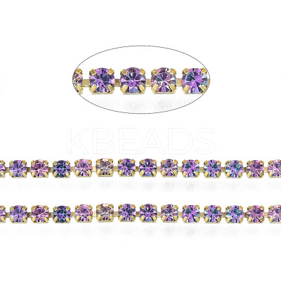 Brass Rhinestone Strass Chains CHC-N017-003B-A02-1