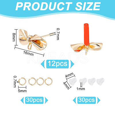 DIY Bowknot Brass Stud Earring Making Findings Kits DIY-GO0001-33-1
