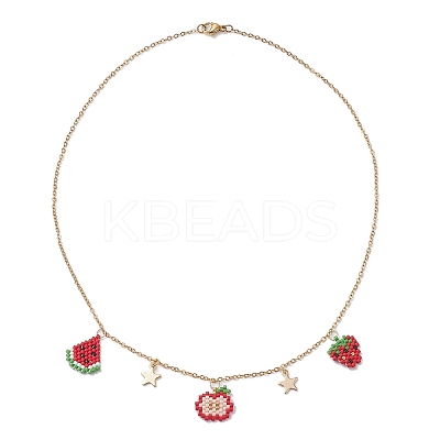 Glass Seed Bead Pendant Necklaces NJEW-MZ00030-1