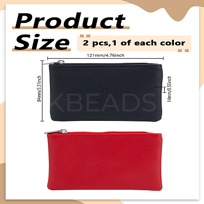 2Pcs 2 Colors PU Leather Zipper Pouches ABAG-LP0001-83B-1