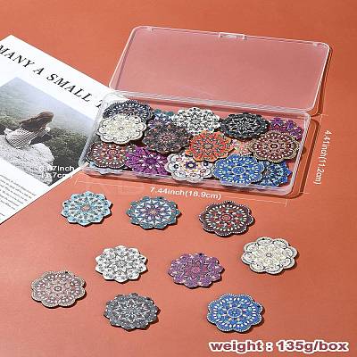 32Pcs 16 Styles Printed Wooden Pendants WOOD-CJ0001-96-1