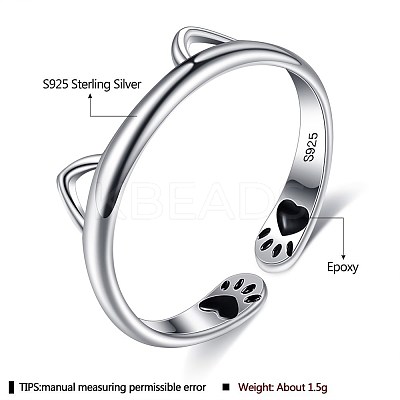 925 Sterling Silver Cuff Rings RJEW-BB70407-1