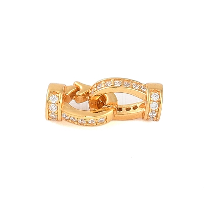 925 Sterling Silver Micro Pave Clear Cubic Zirconia Fold Over Clasps STER-U004-02G-1