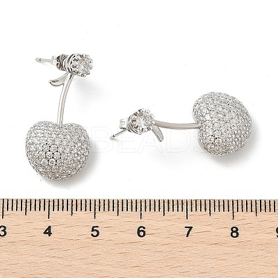 Cherry Brass Micro Pave Cubic Zirconia Stud Earrings EJEW-M077-12P-01-1