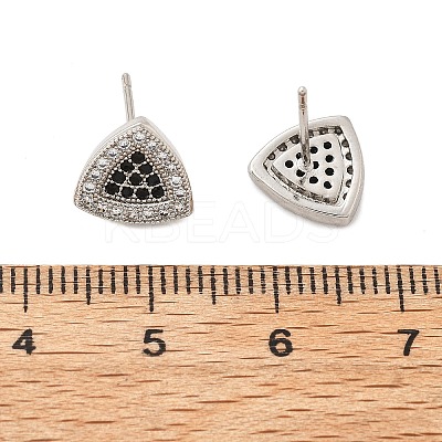 Brass Micro Pave Cubic Zirconia Stud Earrings for Women EJEW-G428-11P-03-1