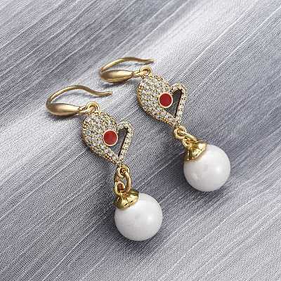 Brass Micro Pave Clear Cubic Zirconia Dangle Earrings EJEW-F362-01G-1