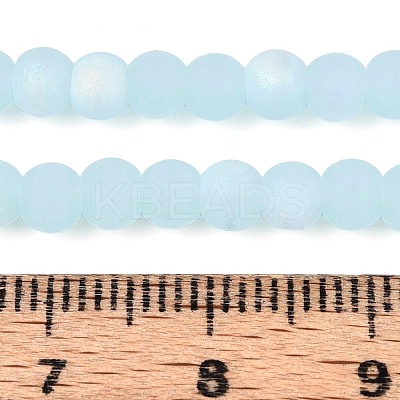 Frosted Imitation Jade Glass Beads Strands GLAA-T032-J4mm-MBB04-1