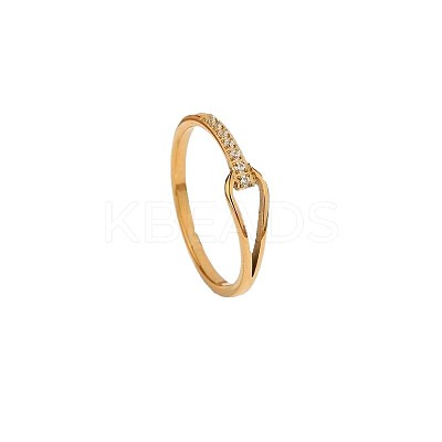 304 Stainless Steel Micro Pave Clear Cubic Zirconia Finger Rings FS-WG74BF6-06-1