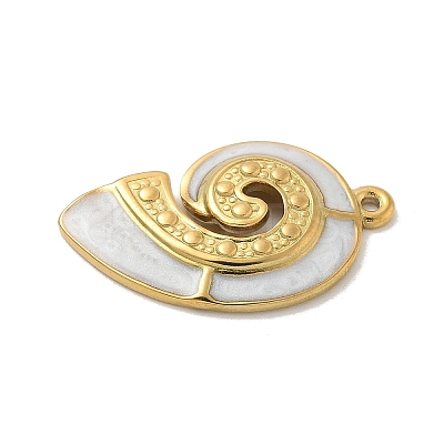 304 Stainless Steel White Enamel Pendants STAS-I322-80A-G-1