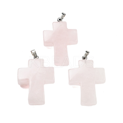 Natural Rose Quartz Pendants G-A231-02F-1