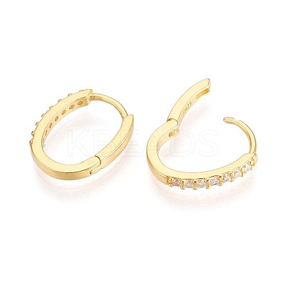 925 Sterling Silver Micro Pave Clear Cubic Zirconia Oval Hoop Earrings STER-N017-13G-1