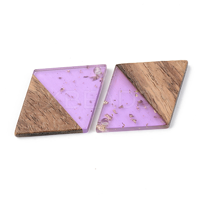 Transparent Resin & Walnut Wood Pendants RESI-S389-012A-B01-1