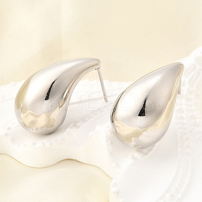 Rack Plating Brass Twist Teardrop Stud Earrings for Women EJEW-K247-02P-1