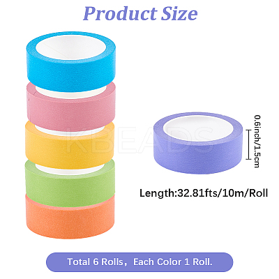 6 Rolls 6 Colors Masking Tape AJEW-CP0009-38-1