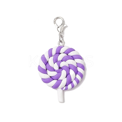 Handmade Polymer Clay Lollipop Pendant Decorations HJEW-JM03387-1