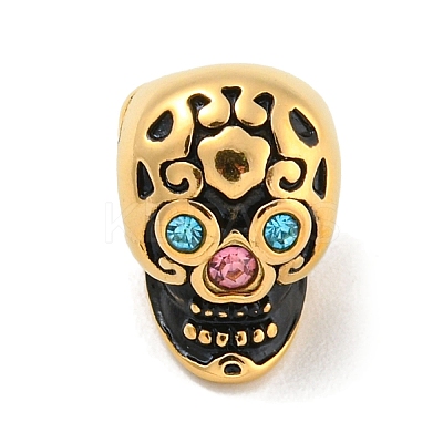 304 Stainless Steel Rhinestone European Beads STAS-U005-10G-1