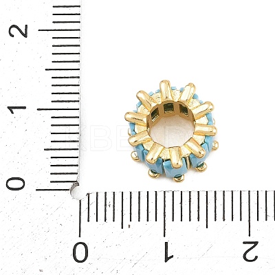 Brass Micro Pave Cubic Zirconia European Beads KK-C170-33G-1