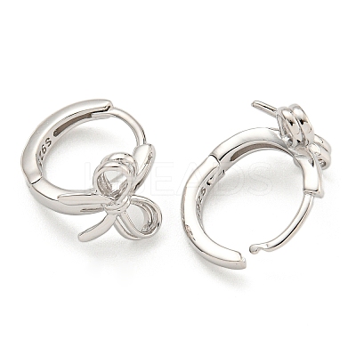 Anti-Tarnish Rhodium Plated 925 Sterling Silver Hoop Earring EJEW-Z046-01P-1