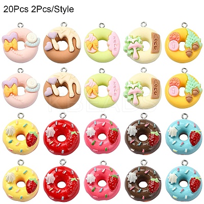 20Pcs 10 Colors Opaque Resin Imitation Food Pendants CRES-YW0001-31-1