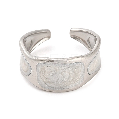 304 Stainless Steel Wide Band Open Cuff Ring for Women RJEW-F160-02P-1