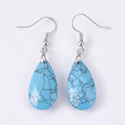 Natural & Synthetic Mixed Stone Dangle Earrings EJEW-P150-A-1