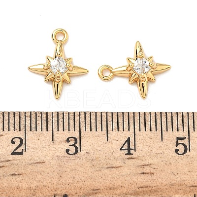 Brass Micro Pave Cubic Zirconia Star Charms KK-A281-13D-G-1