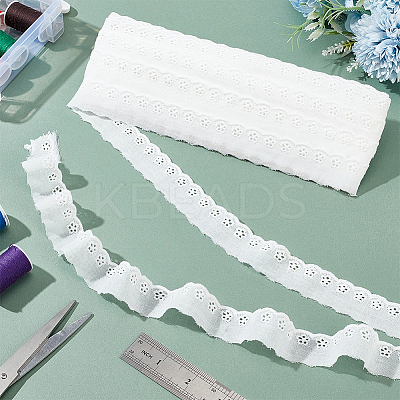 15 Yards Cotton Embroidery Flower Lace Trim DIY-WH0542-34C-1