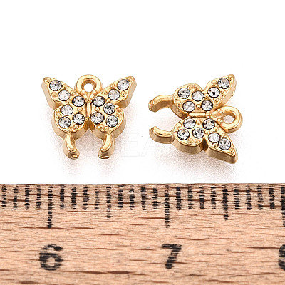 304 Stainless Steel Rhinestone Charms STAS-N110-35G-1
