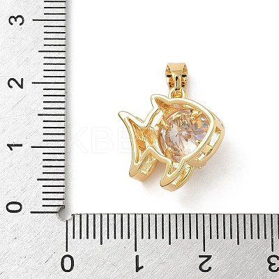 Brass Micro Pave Cubic Zirconia Fish Charms KK-Z136-49G-01-1