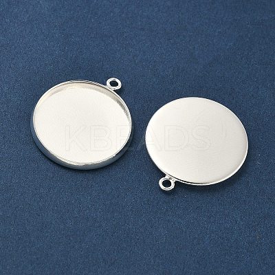Flat Round Brass Pendant Cabochon Settings KK-K414-14G-S-1