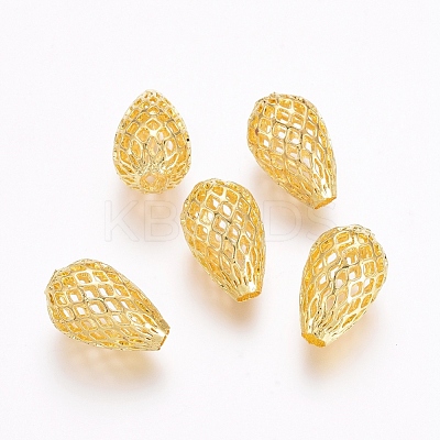 Rack Plating Brass Filigree Beads KK-D530-09G-1