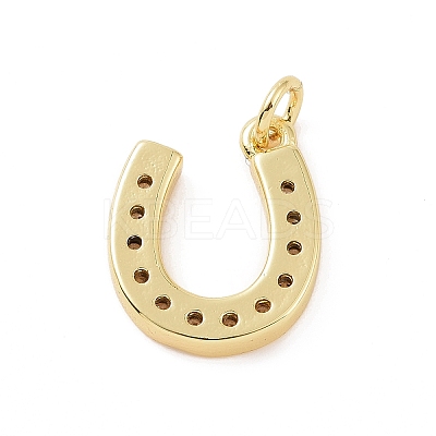 Brass Micro Pave Cubic Zirconia U Shape Charms KK-C012-24G-1