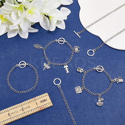 12Pcs 304 Stainless Steel Twisted Curb Chains Bracelets BJEW-SC0001-61P-1