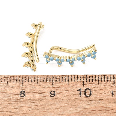 Brass Micro Pave Cubic Zirconia Stud Crawler Earrings KK-CBAA351-18G-01-1