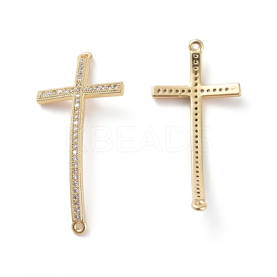 Brass Micro Pave Cubic Zirconia Links connectors ZIRC-K081-36G-1