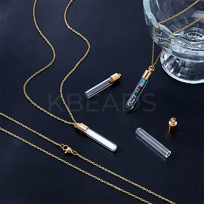 DIY 304 Stainless Steel & Glass Bottle Pendant Necklace Making Kits DIY-HS0001-51G-1
