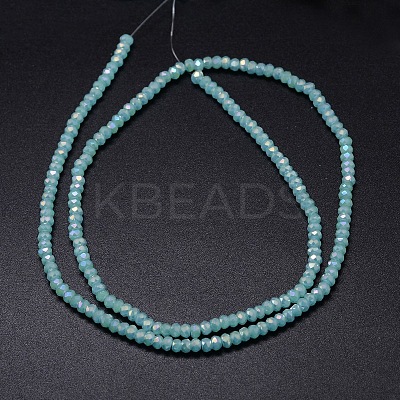 Faceted Rondelle Full Rainbow Plated Electroplate Glass Beads Strands EGLA-M004-3mm-B08-1