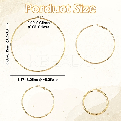 4 Pairs 4 Styles Stainless Steel Hoop Earrings EJEW-YW0001-14G-1