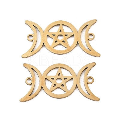 201 Stainless Steel Hollow Triple Moon Links Connector Charms STAS-I364-10G-1